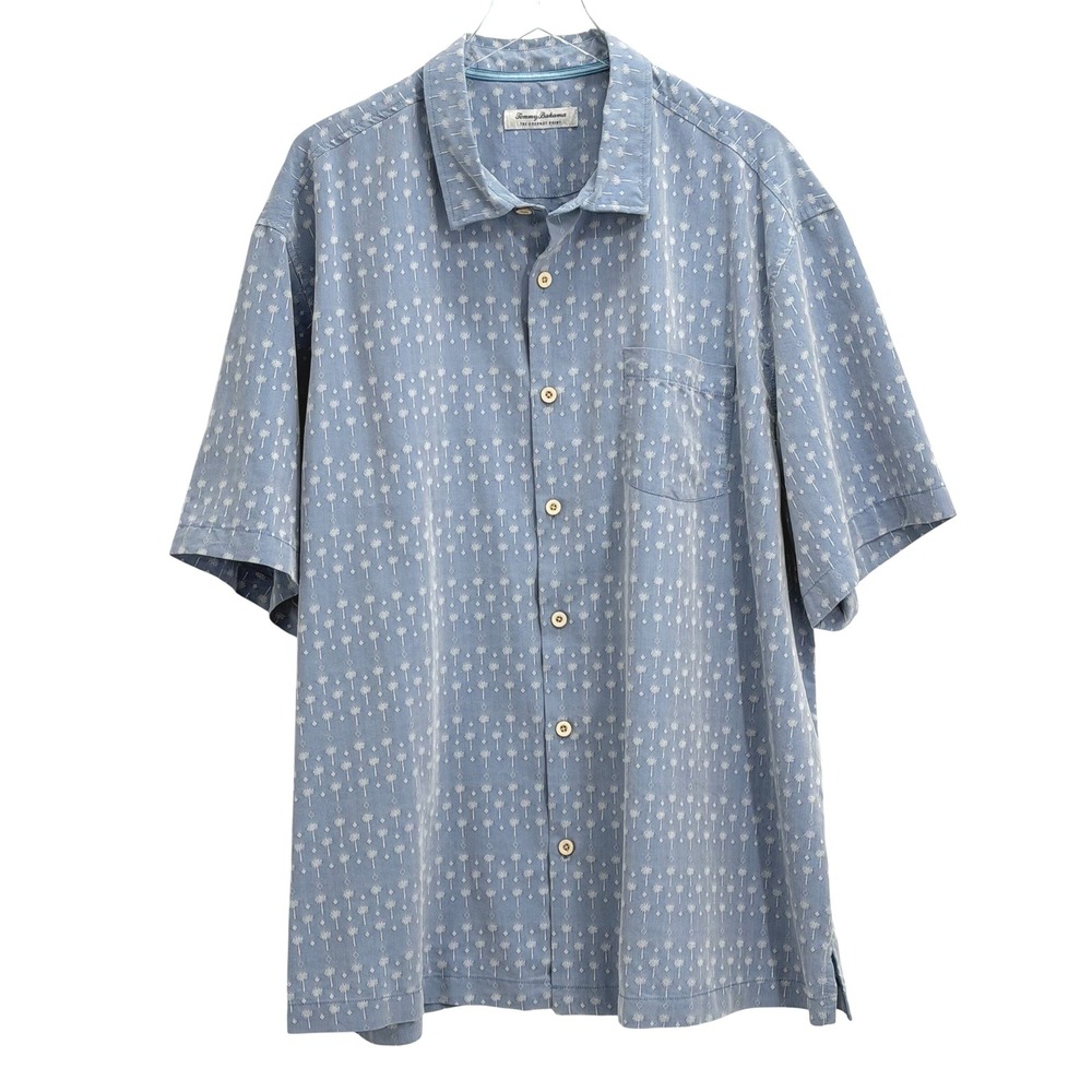 Tommy Bahama The Coconut Point Camp Shirt 2XLB Big Tall Blue Palm Tree Print